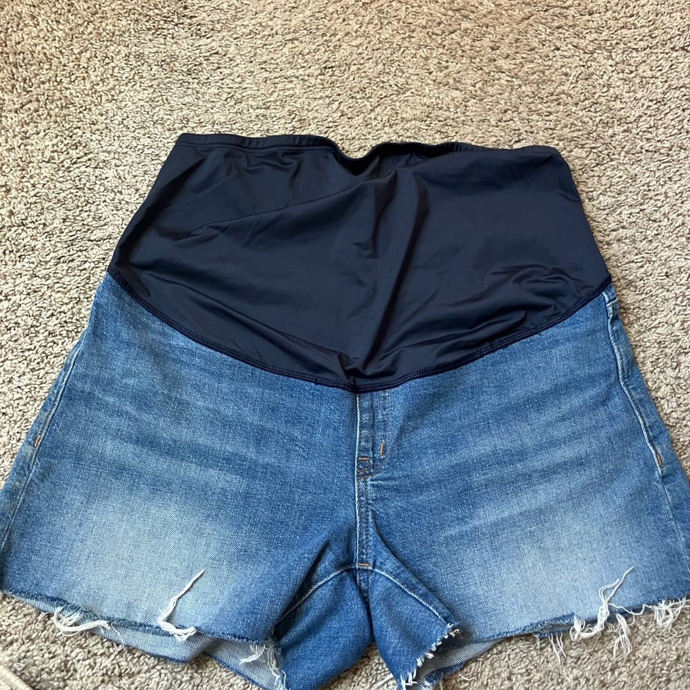 Madewell Blue High Waist maternity denim shorts